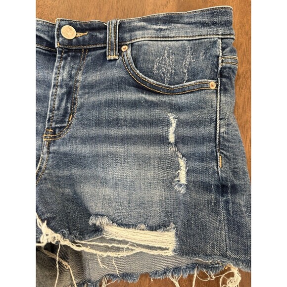 BKE Denim Stella Mid-Rise Distressed Cutoff Jean Shorts Raw Frayed Hem 29 - Picture 3 of 10